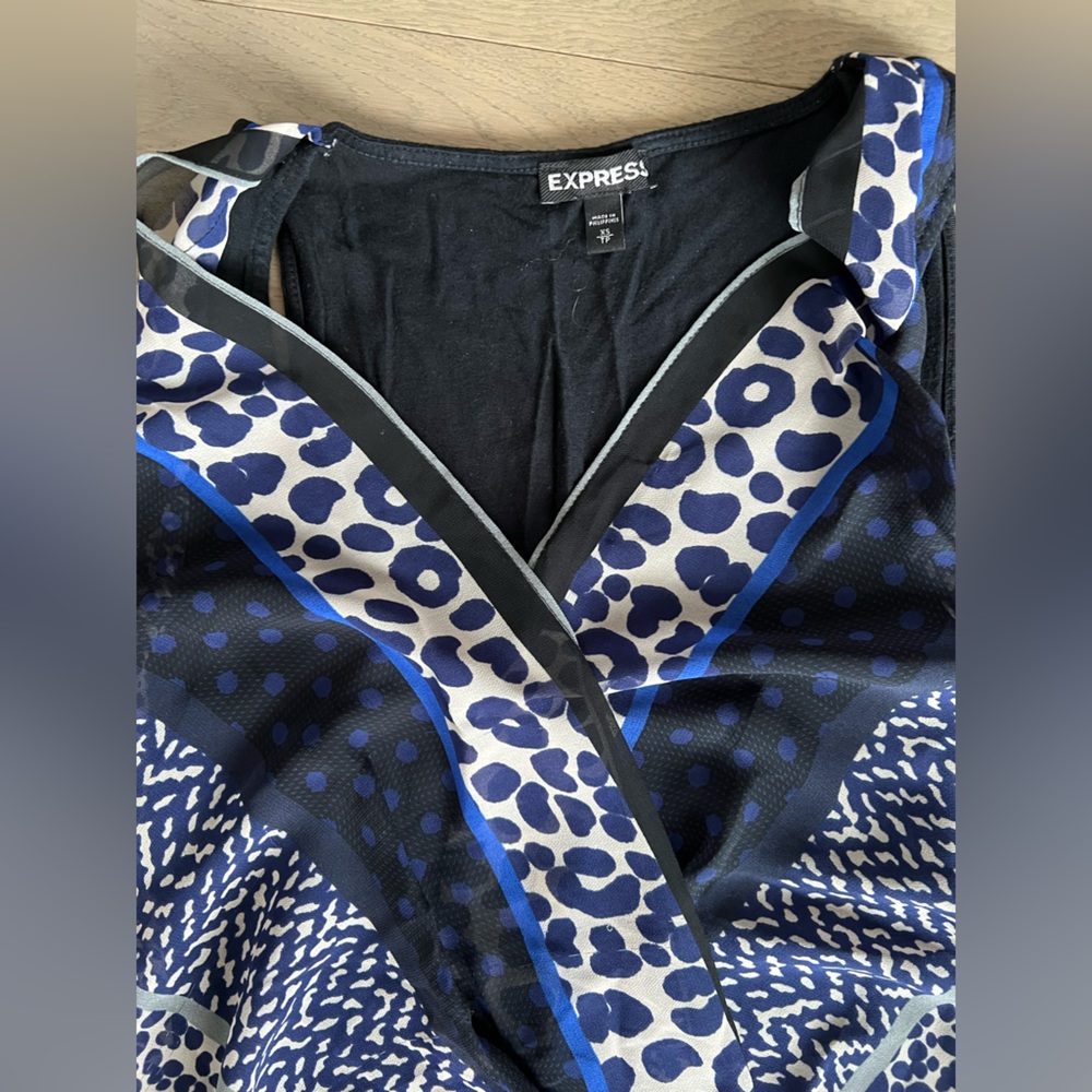 Express Leopard Print V-Neck Top - Picture 2 of 4